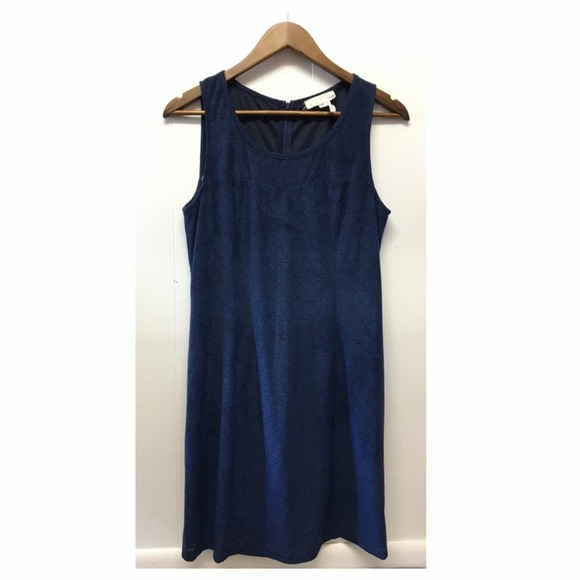 anina | Blue Suede Dress w/ Small Cut-Out Designs - Picture 4 of 8